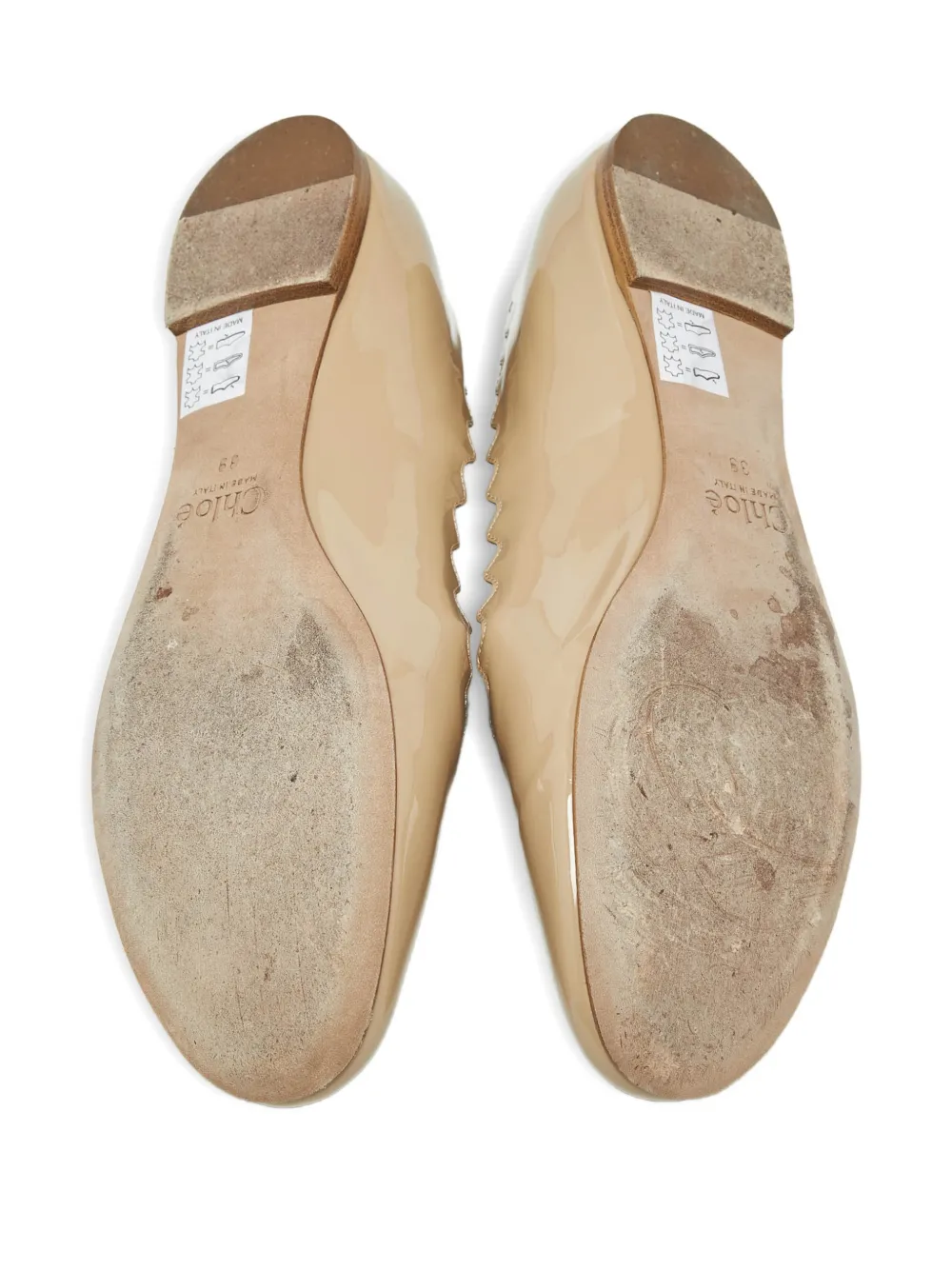 Chloé Pre-Owned Laurena scalloped ballet flats - Beige