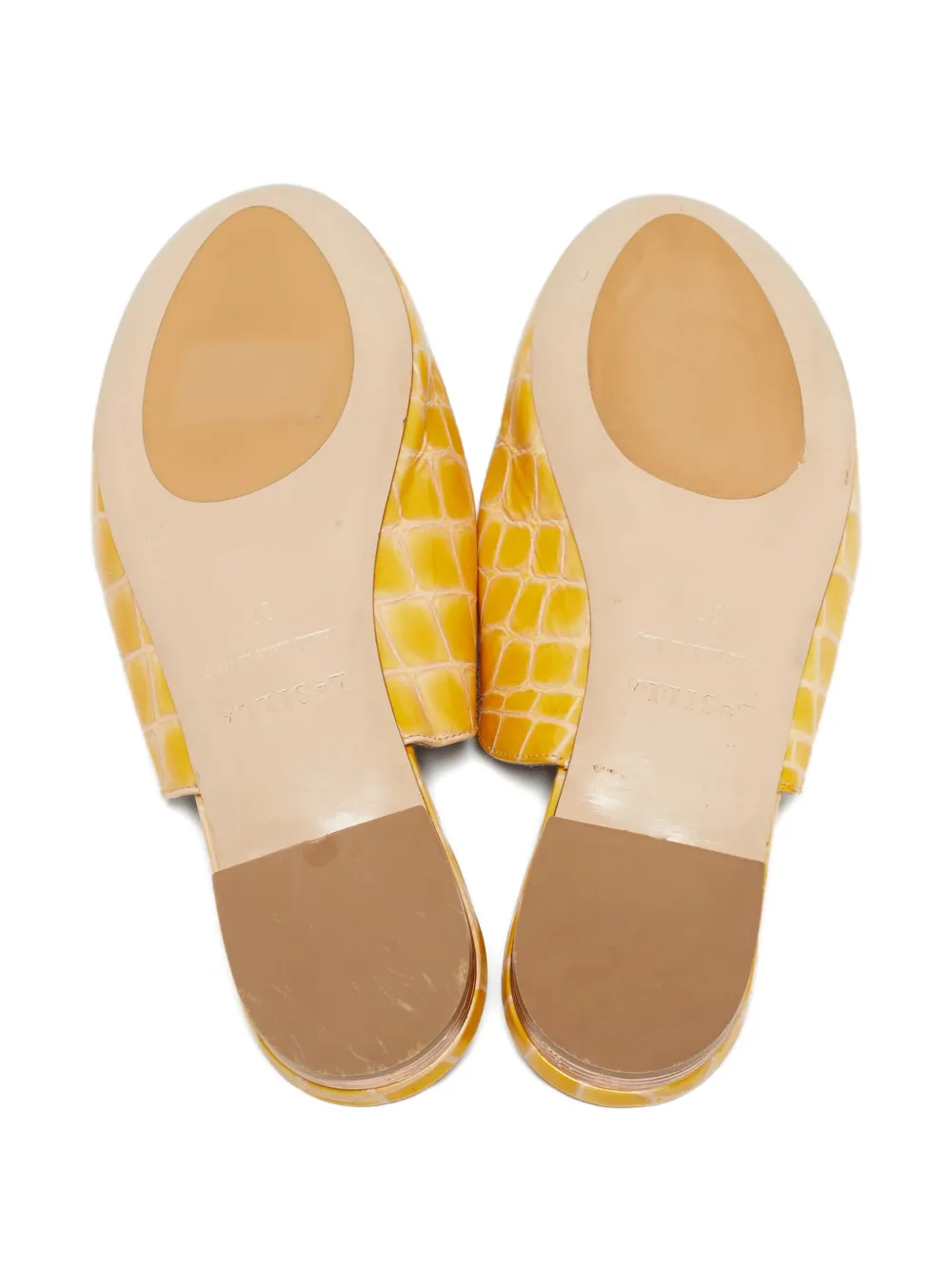 Le Silla croc-embossed crystal-embellished mules - Geel