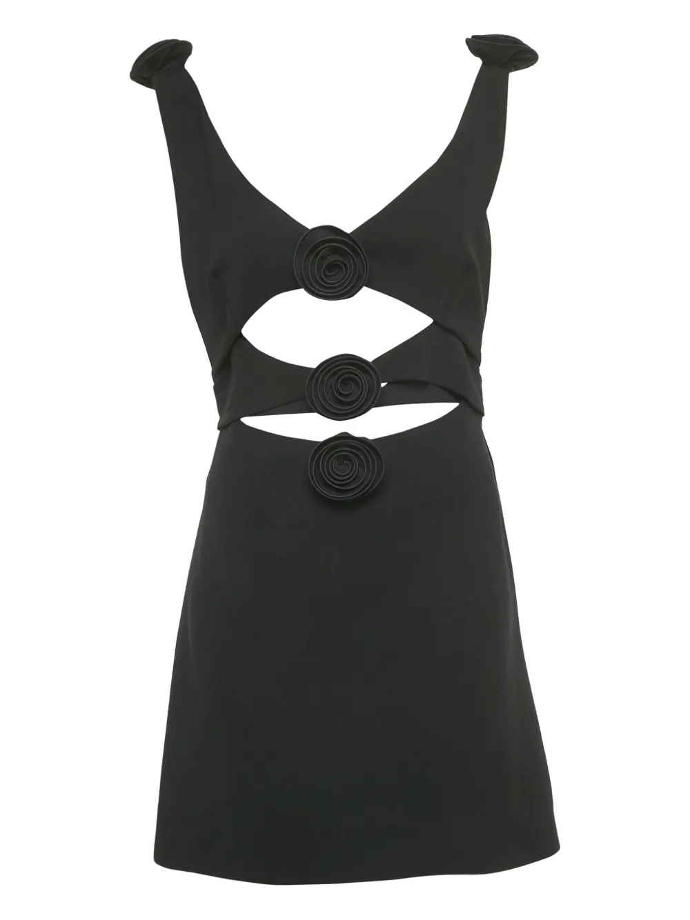 Magda Butrym cut-out floral appliqué mini dress - Nero