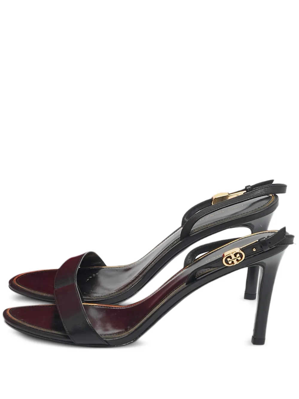 Tory Burch Double T leather slingback sandals - Nero