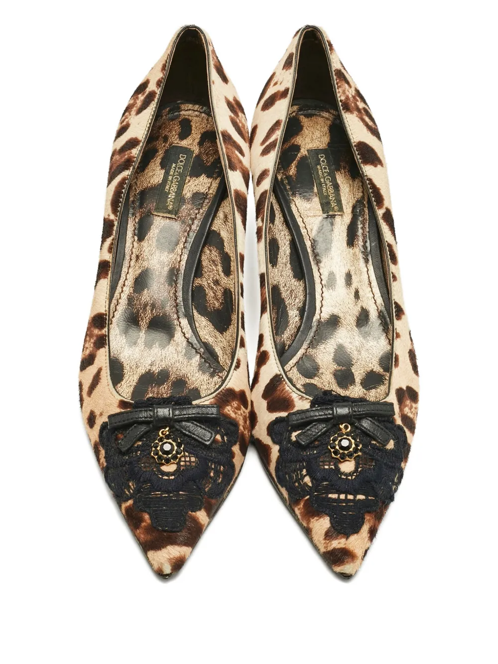 Pre-owned Dolce & Gabbana Leopard-print Bow-detail Pumps In Neutral