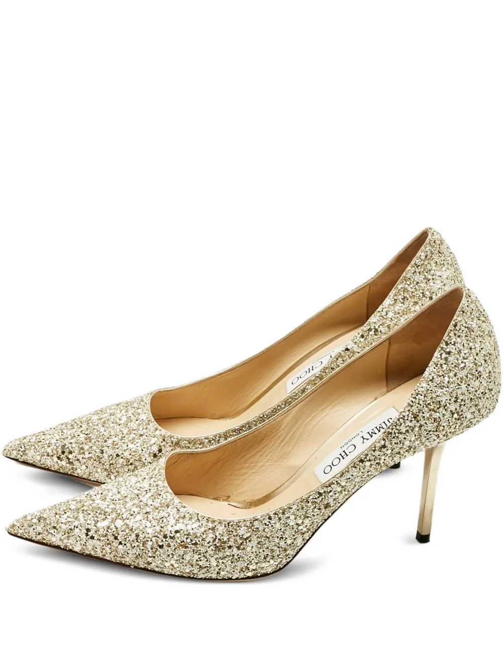 Jimmy Choo Pre-Owned glitter-embellishment pointed-toe pumps - Gold