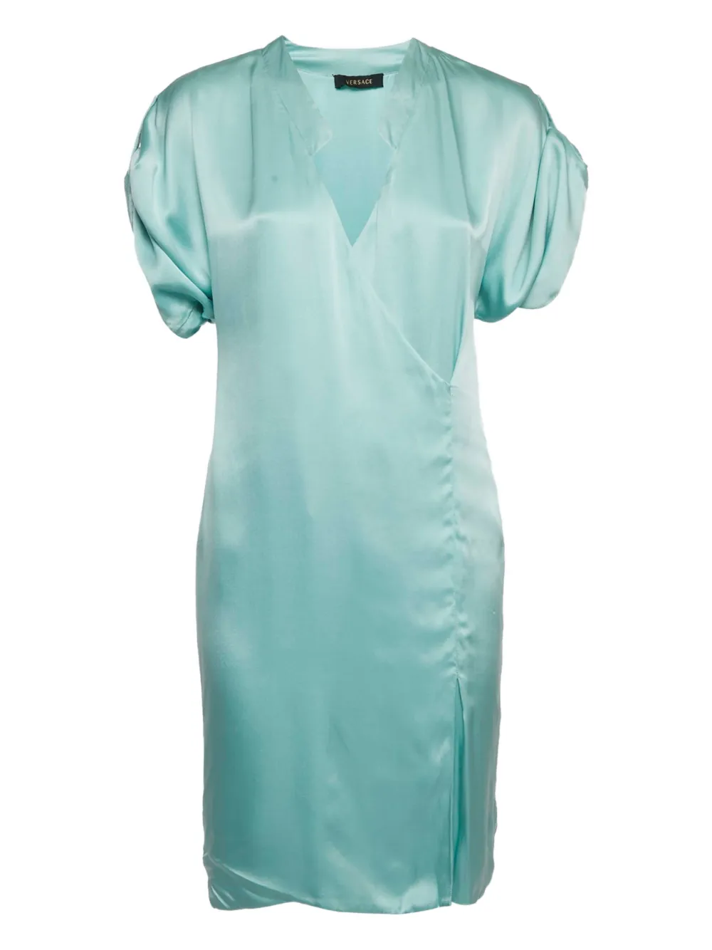 Versace Pre-Owned satin V-neckline dress - Blue