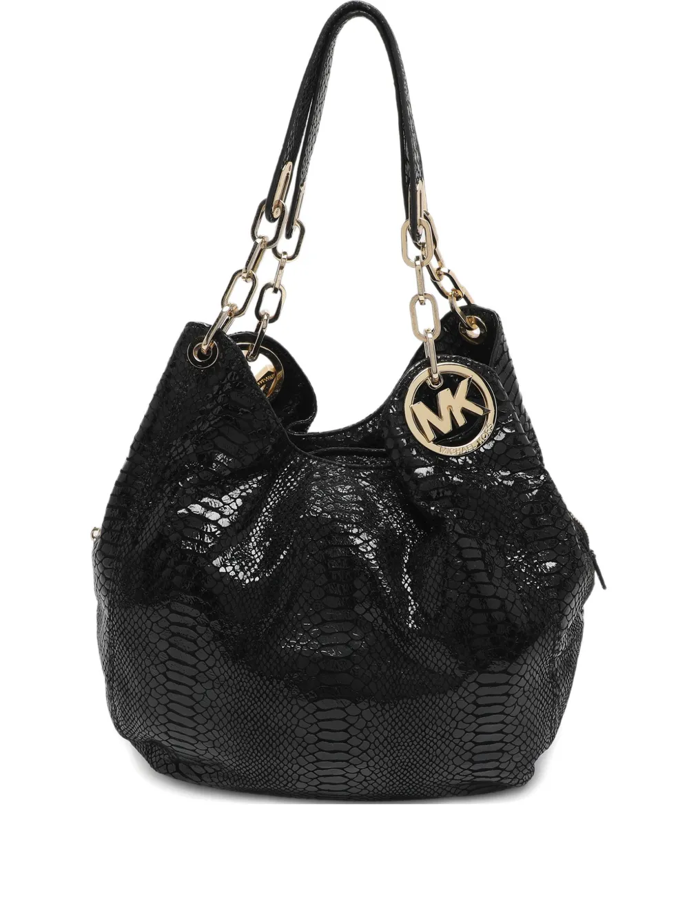 Pre-owned Michael Michael Kors Python-effect Tote Bag In Black