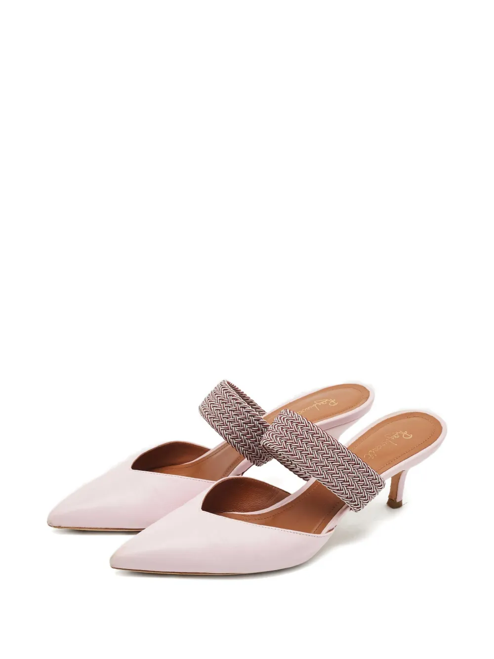 Malone Souliers x Roy Luwolt strap-braided leather mules - Roze