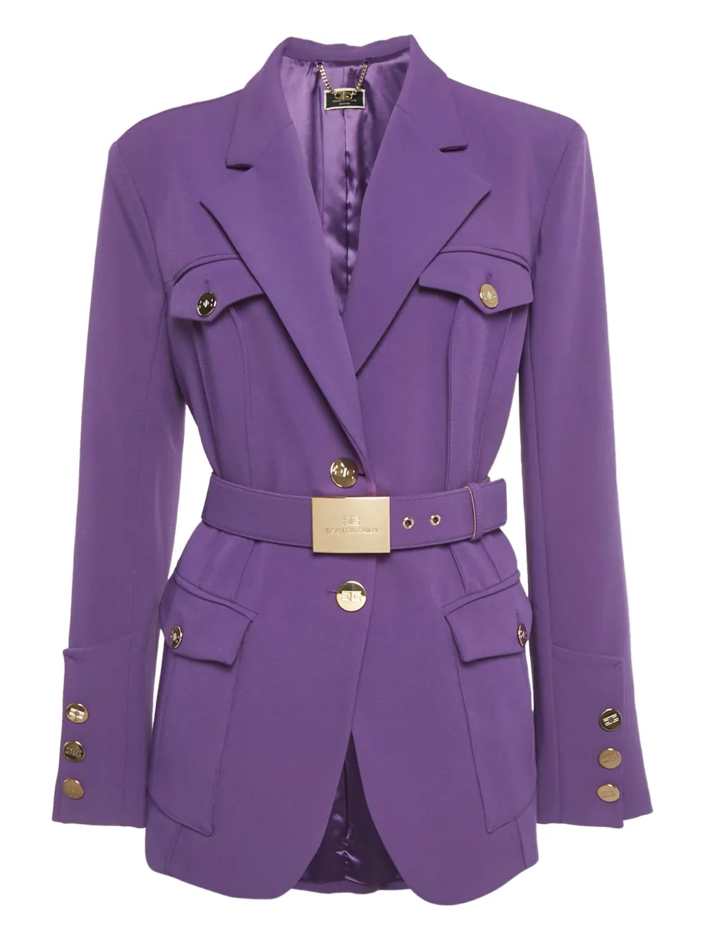 Elisabetta Franchi crepe belted blazer - Viola