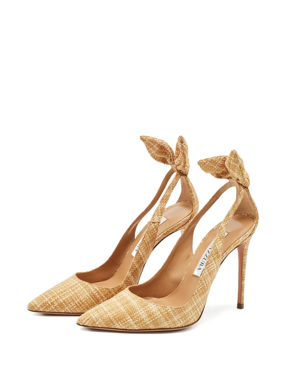 Aquazzura Bow Tie raffia pumps - Beige