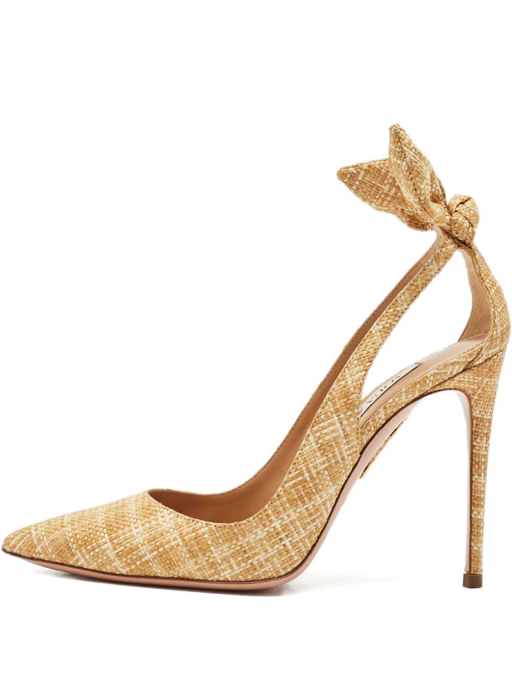 Aquazzura Bow Tie raffia pumps - Nude