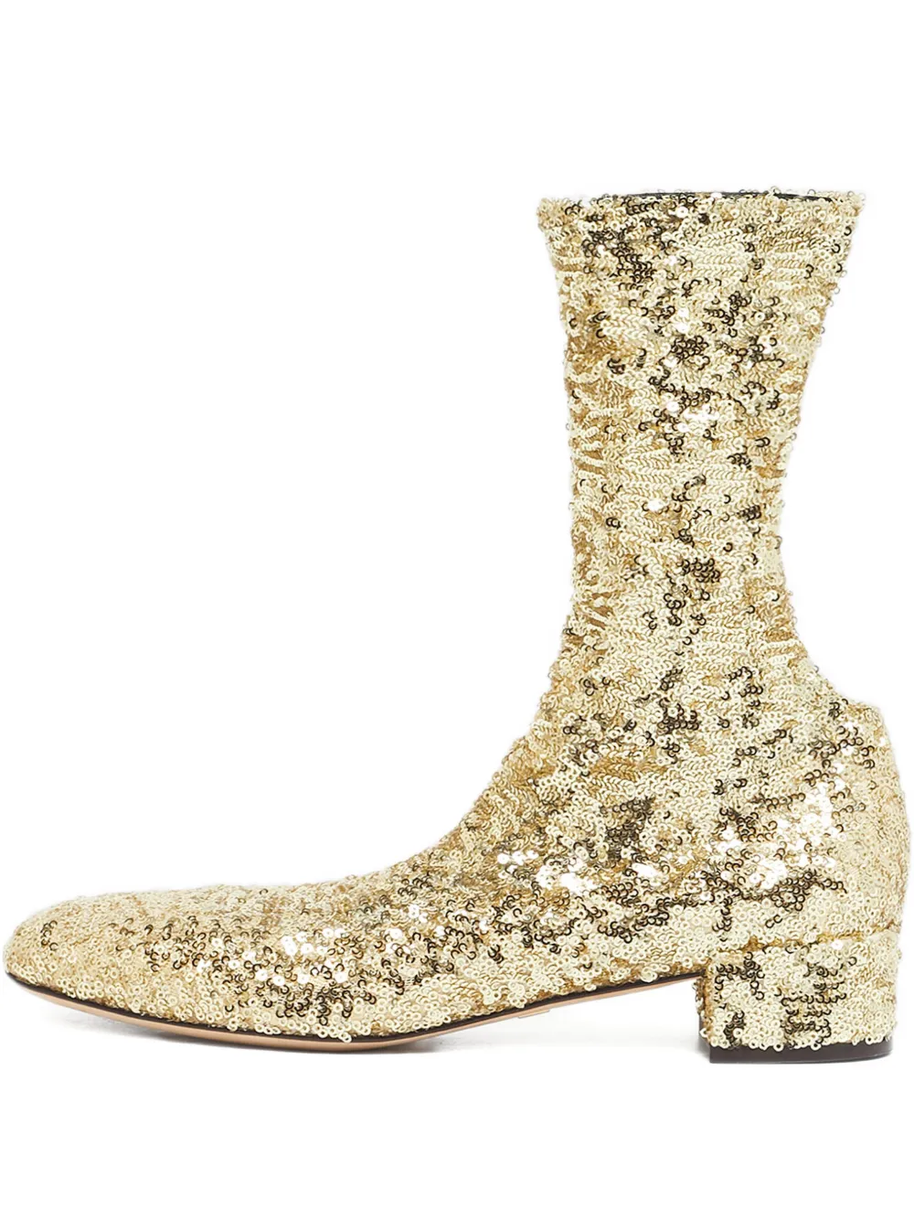 Pre-owned Dolce & Gabbana Vally Sequin Boots In Gold