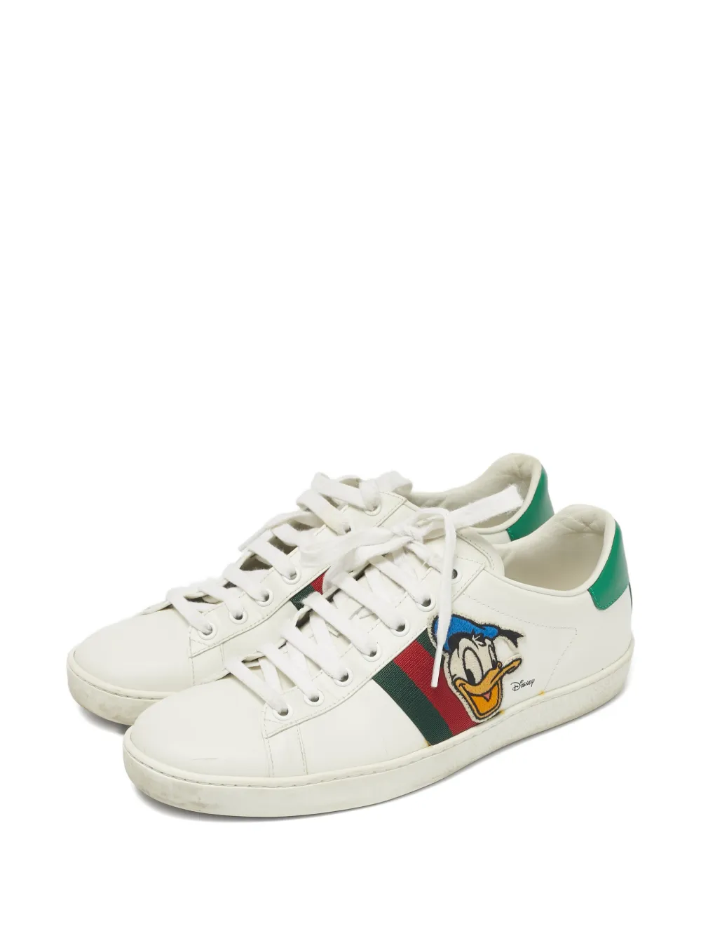 Gucci Pre-Owned x Disney leather Web-detail sneakers - Wit