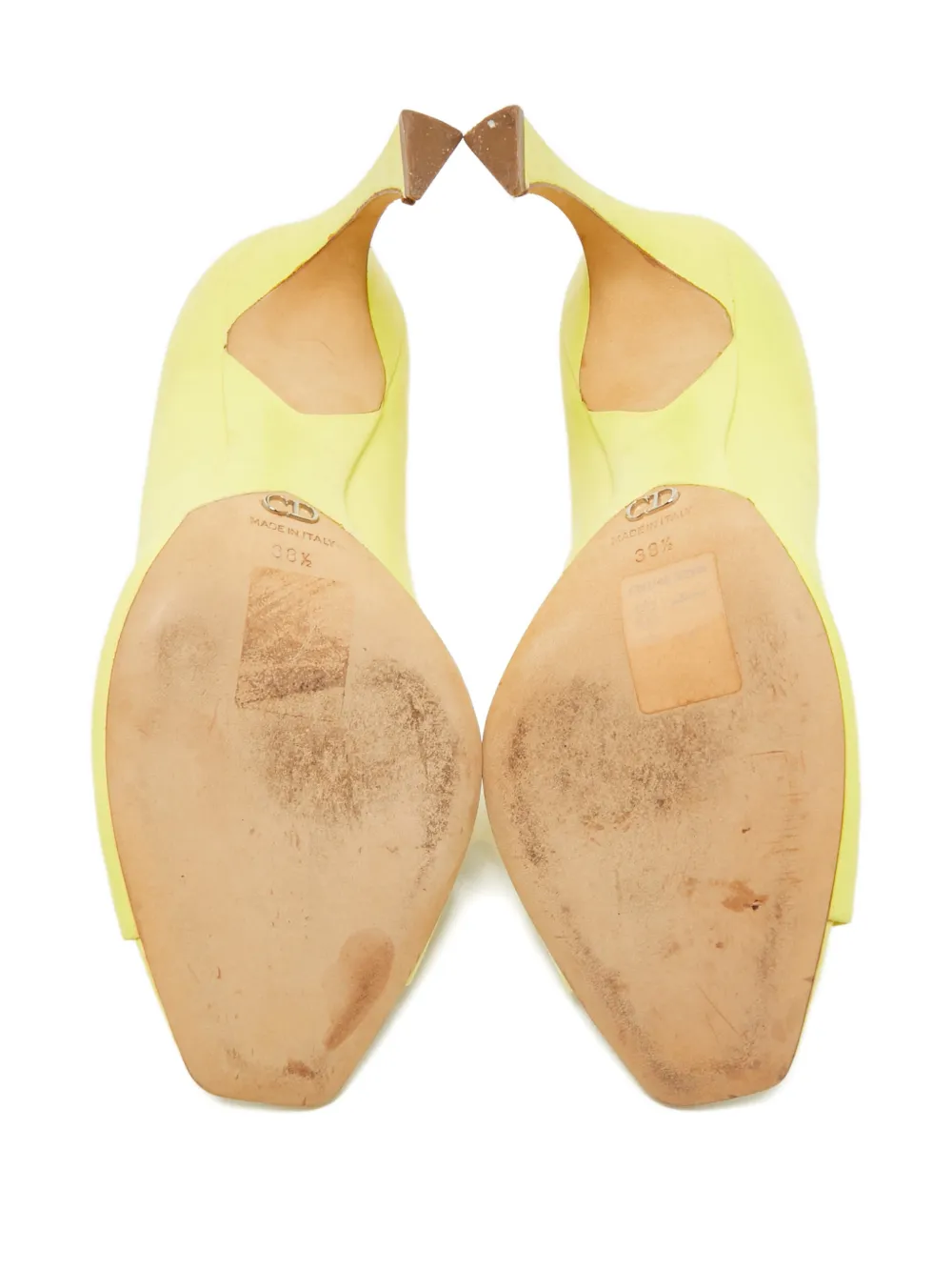 Christian Dior Pre-Owned open-toe sculpted heel pumps - Geel