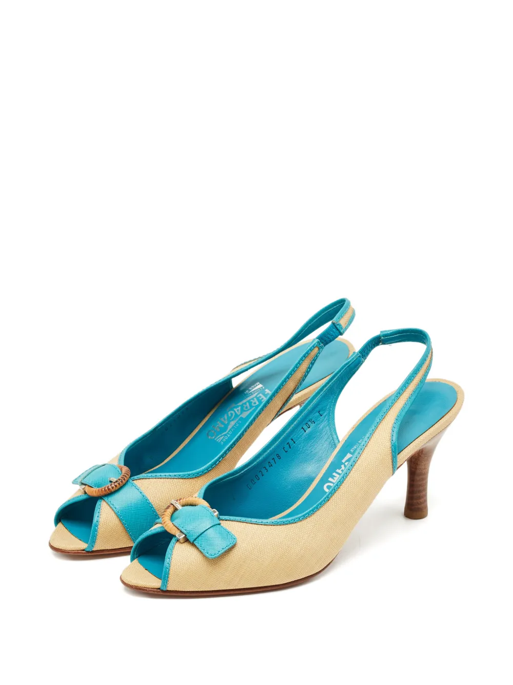 Ferragamo Pre-Owned buckle slingback pumps - Beige