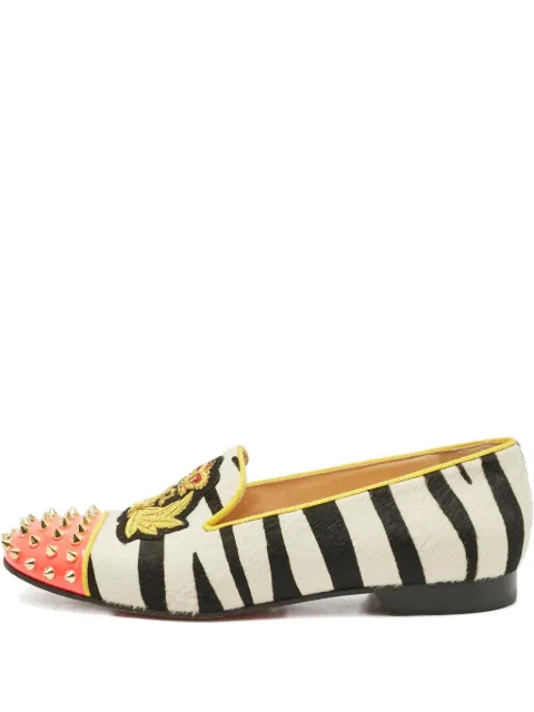 Christian Louboutin Pre-Owned spike-detail calf-hair loafers