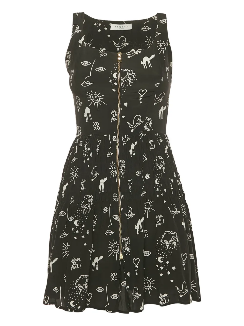 SANDRO silk print mini dress - Black