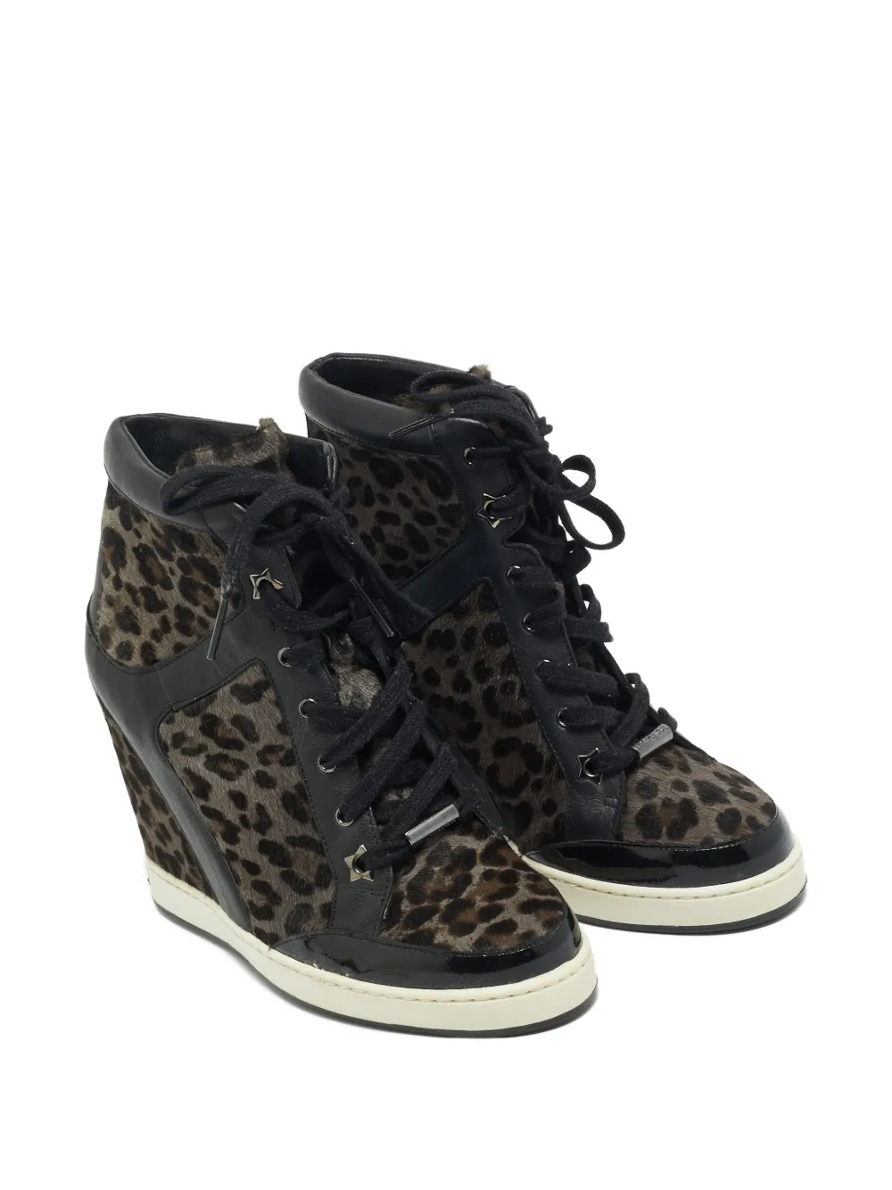 Jimmy Choo Pre-Owned calf-hair leopard sneakers - Zwart