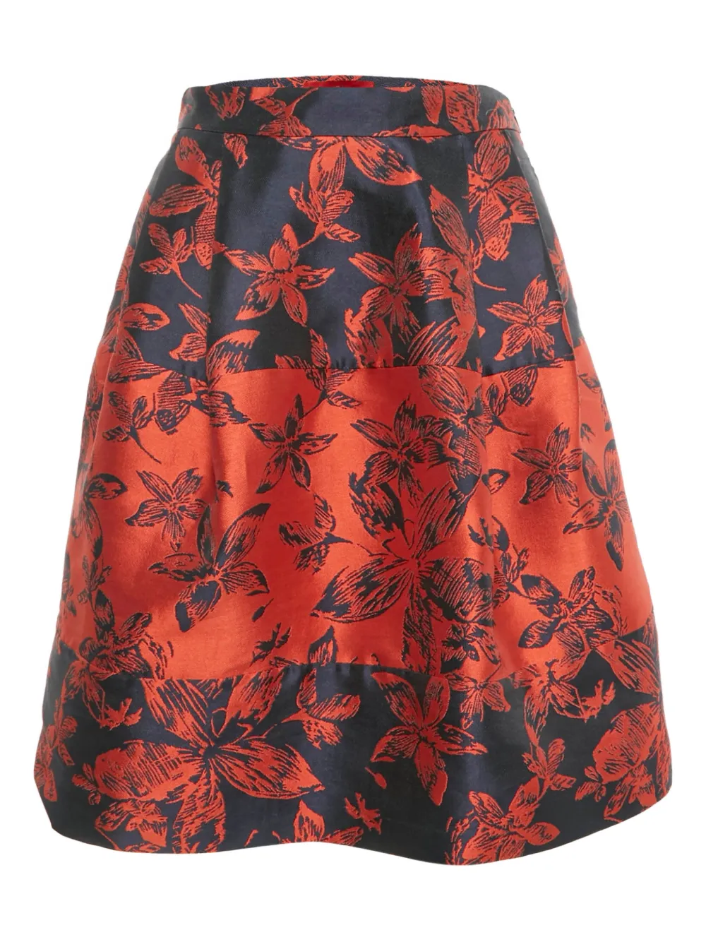 Carolina Herrera S floral jacquard pleated skirt - Rosso