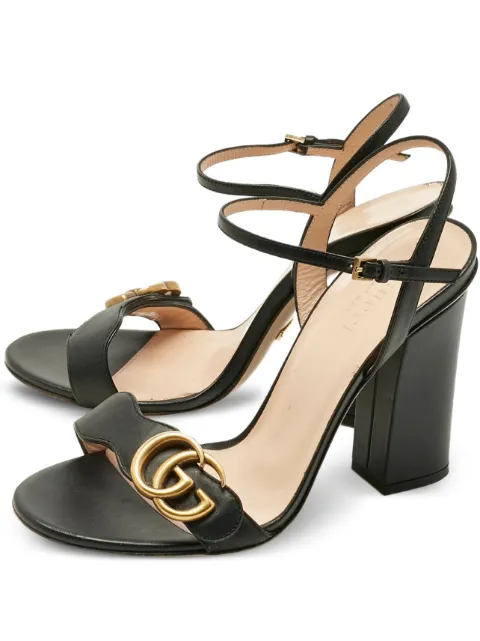 Gucci Pre-Owned leather GG block-heel sandals