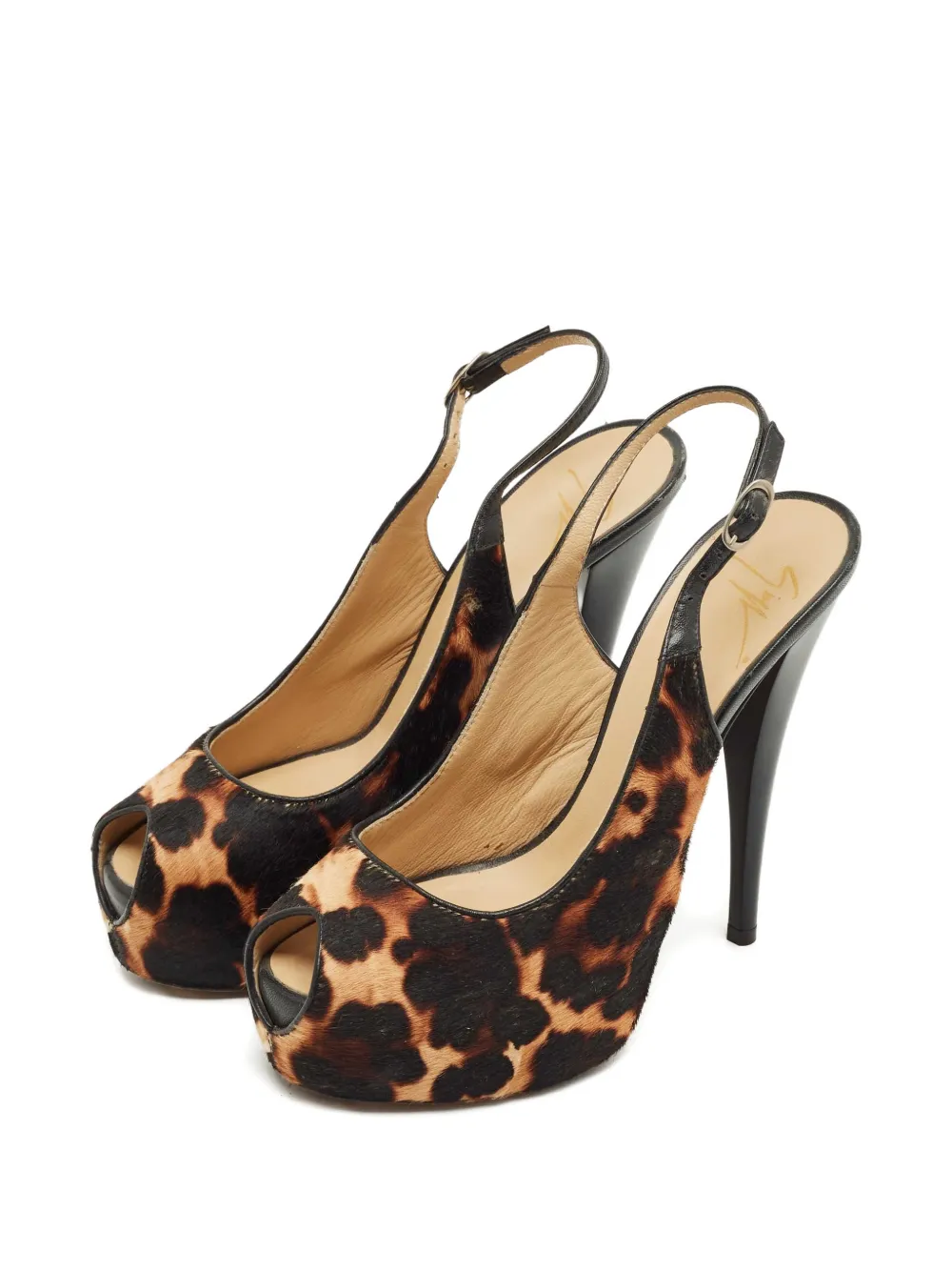 Giuseppe Zanotti peep-toe leopard-print pumps - Bruin