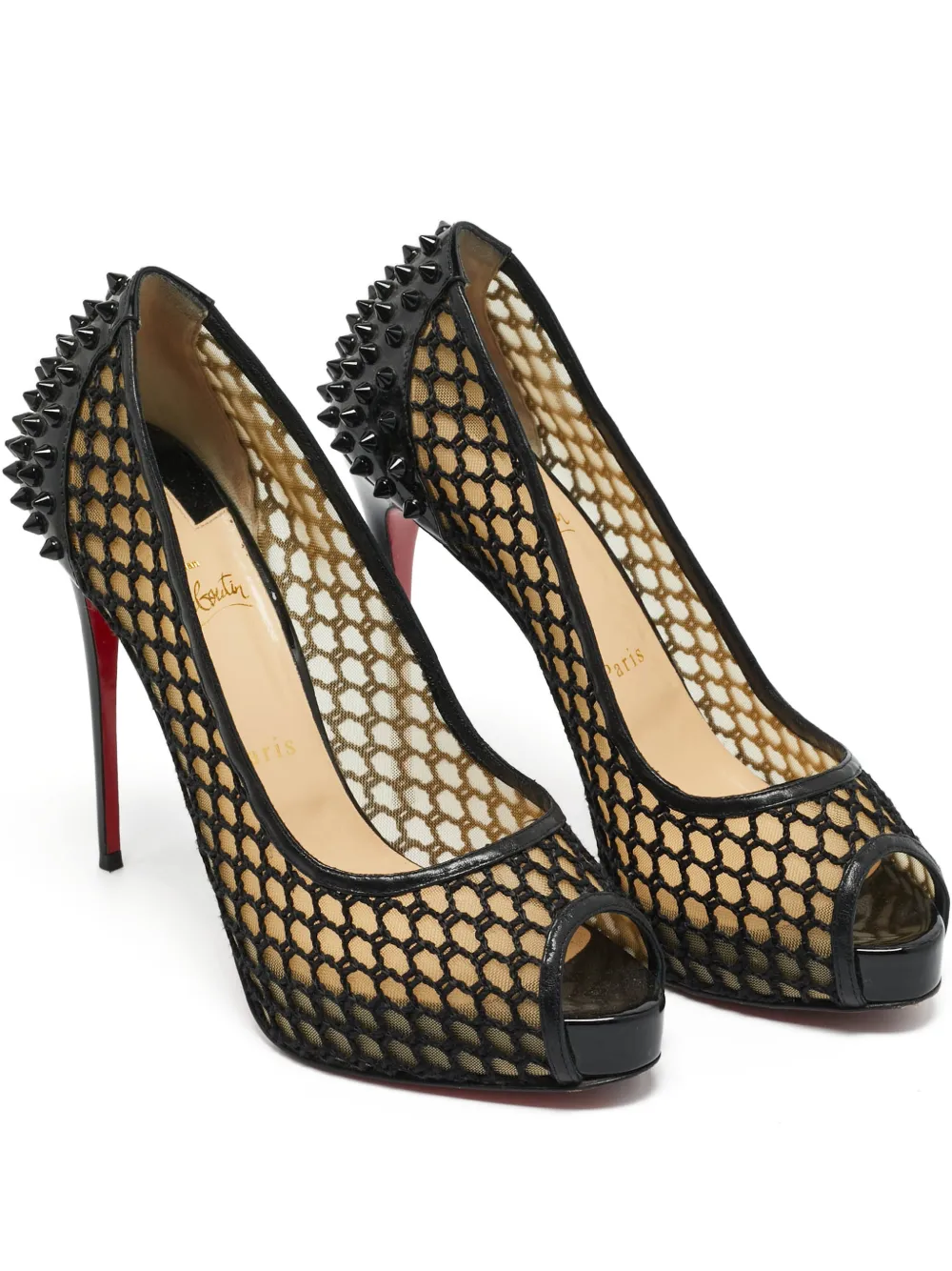 Christian Louboutin Pre-Owned mesh spike platform pumps | Black | Image 1