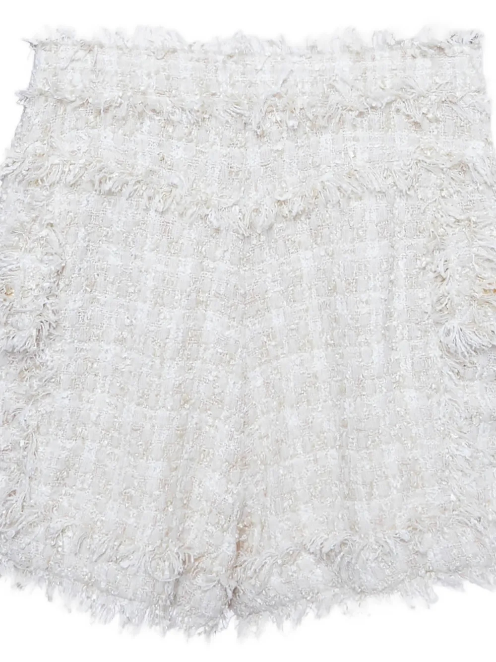 Balmain Pre-Owned tweed raw-edge shorts - Beige