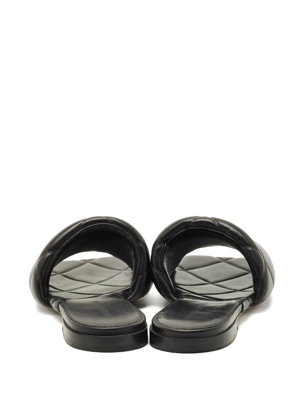 Bottega Veneta Pre-Owned quilted leather flat sandals - Zwart