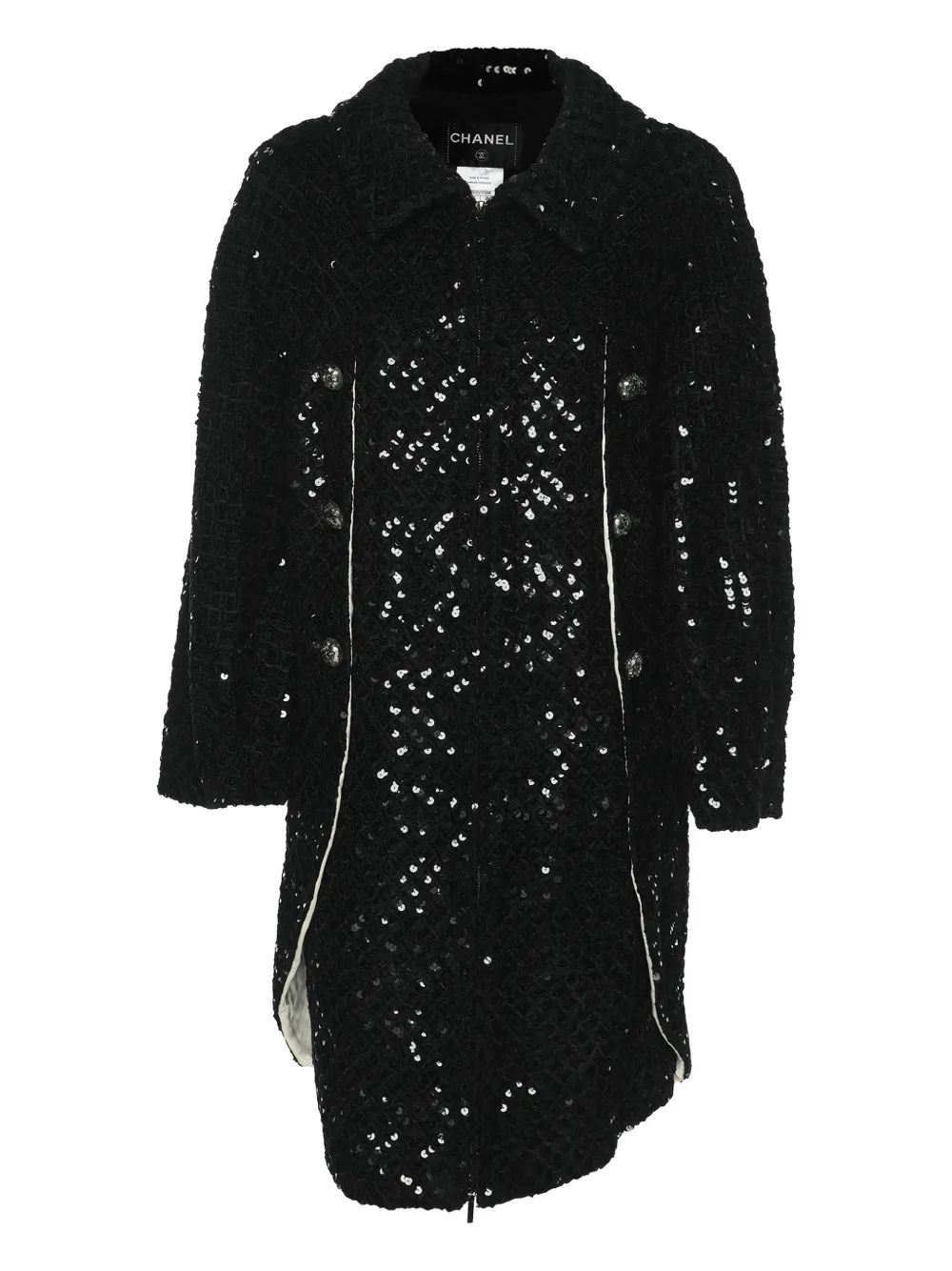CHANEL Pre-Owned sequin-embellished tweed coat - Nero