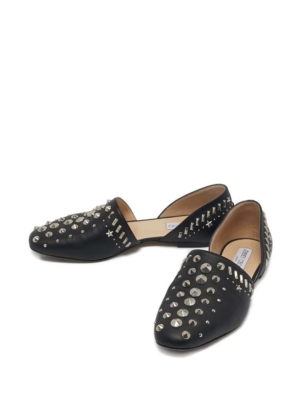 Jimmy Choo Pre-Owned studded leather ballet flats - Zwart