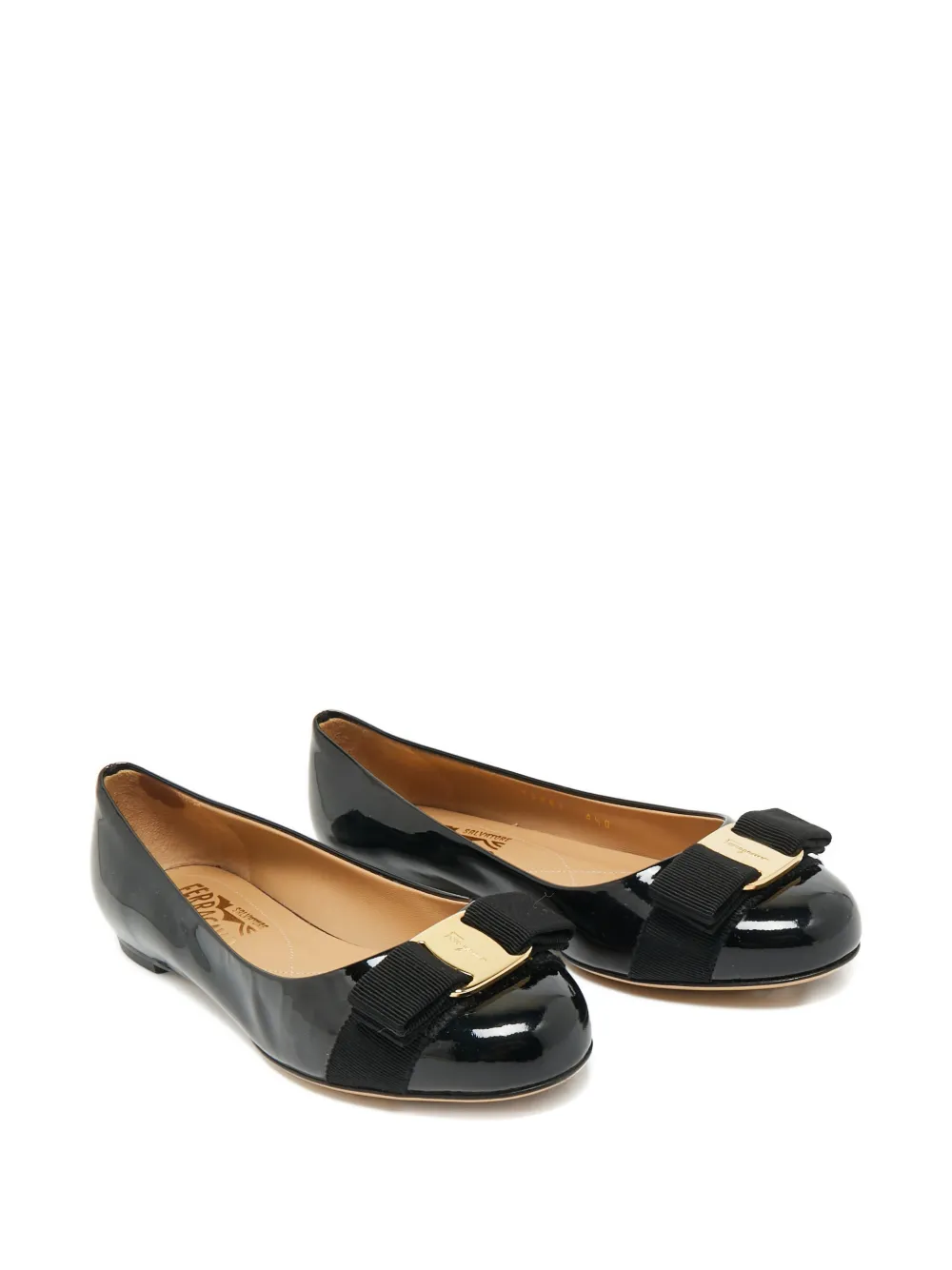 Ferragamo Pre-Owned Varina bow-detail ballet flats - Zwart