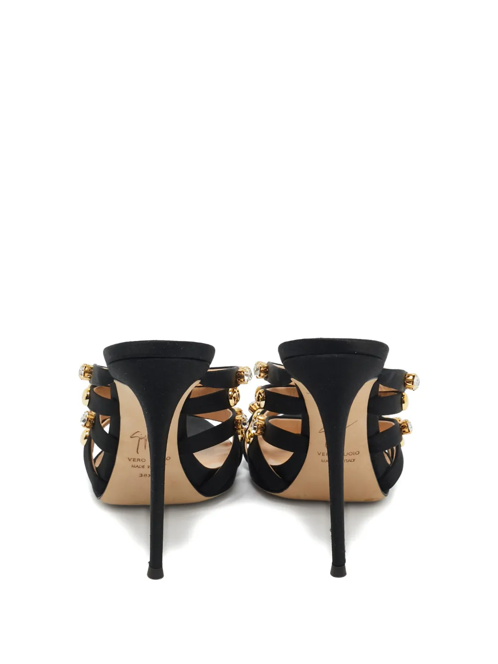 Giuseppe Zanotti Camilla studded satin sandals - Zwart