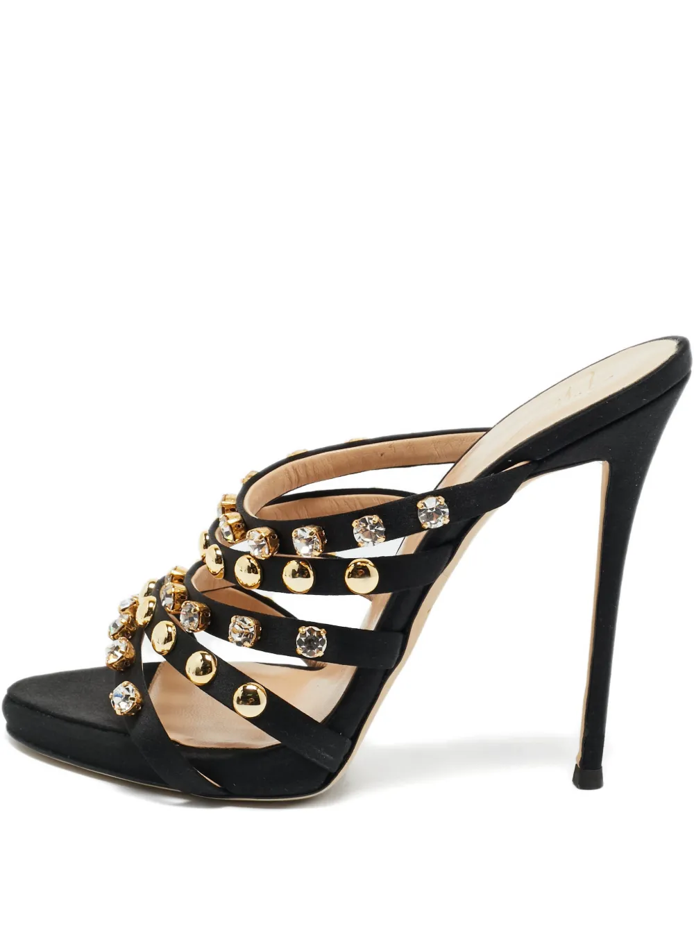 Giuseppe Zanotti Camilla studded satin sandals - Nero