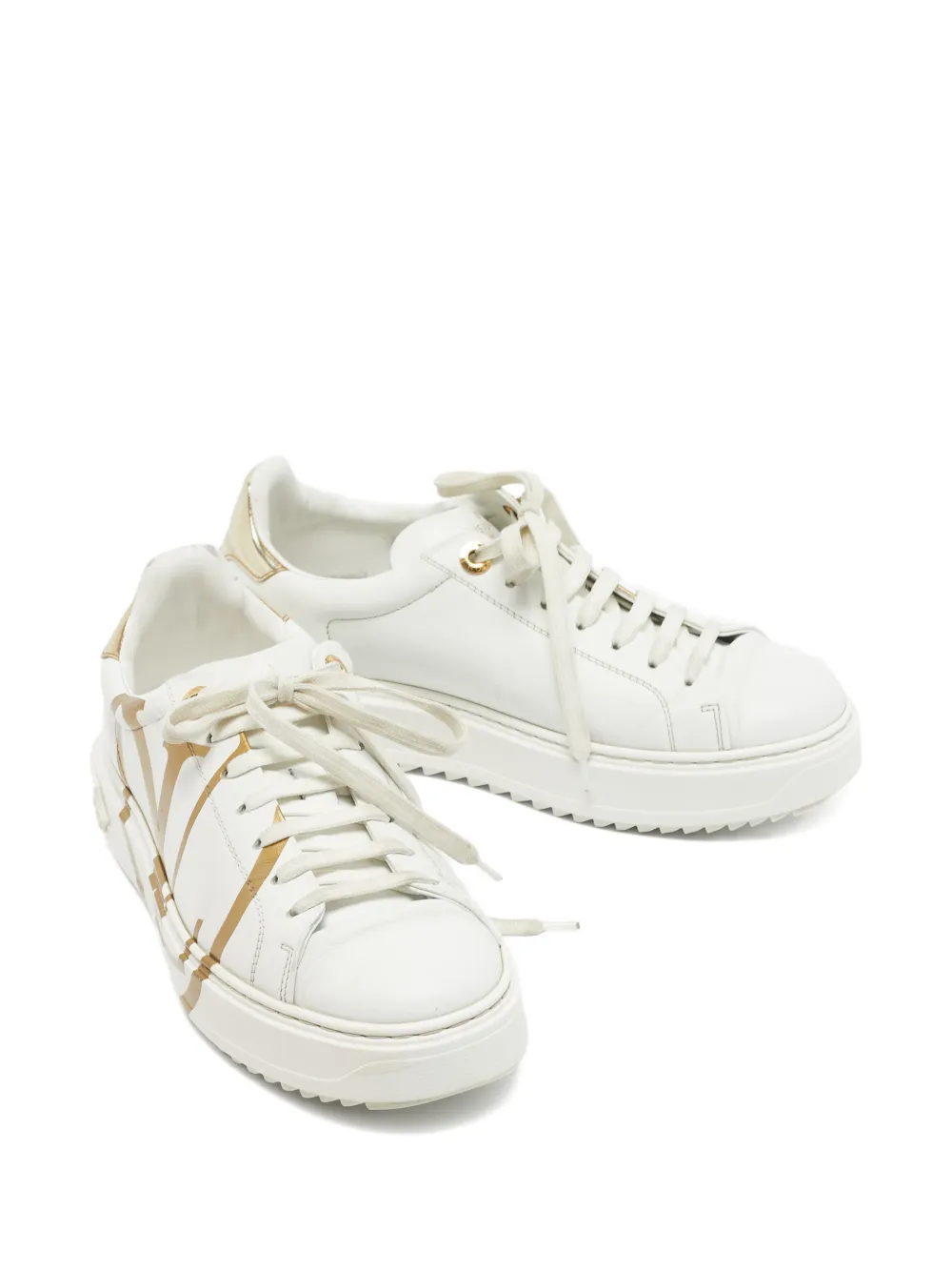 Louis Vuitton Pre-Owned logo-print leather sneakers - Wit