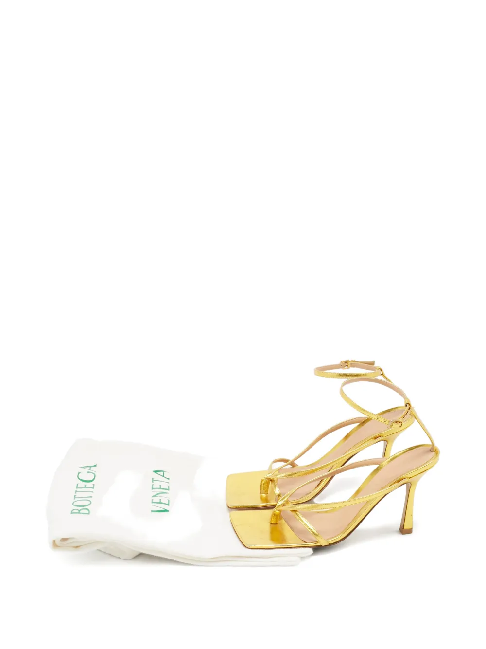 Pre-owned Bottega Veneta Ankle-strap Leather Sandals In Gold