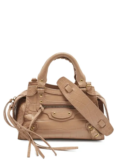 Balenciaga Pre-Owned croc-embossed braided-handle city tote bag