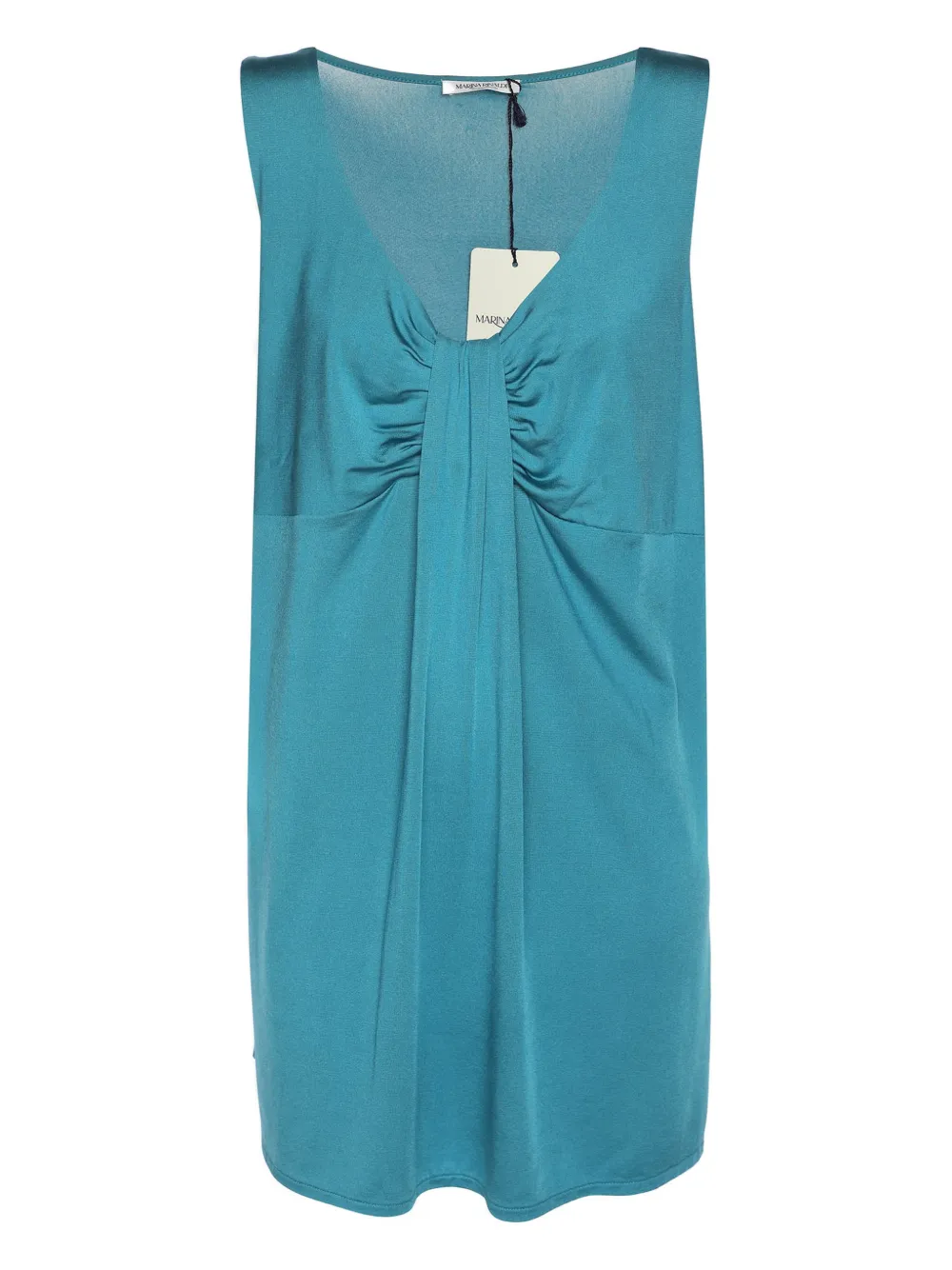 Pre-owned Marina Rinaldi Jersey Gathered Detail Top In Blue