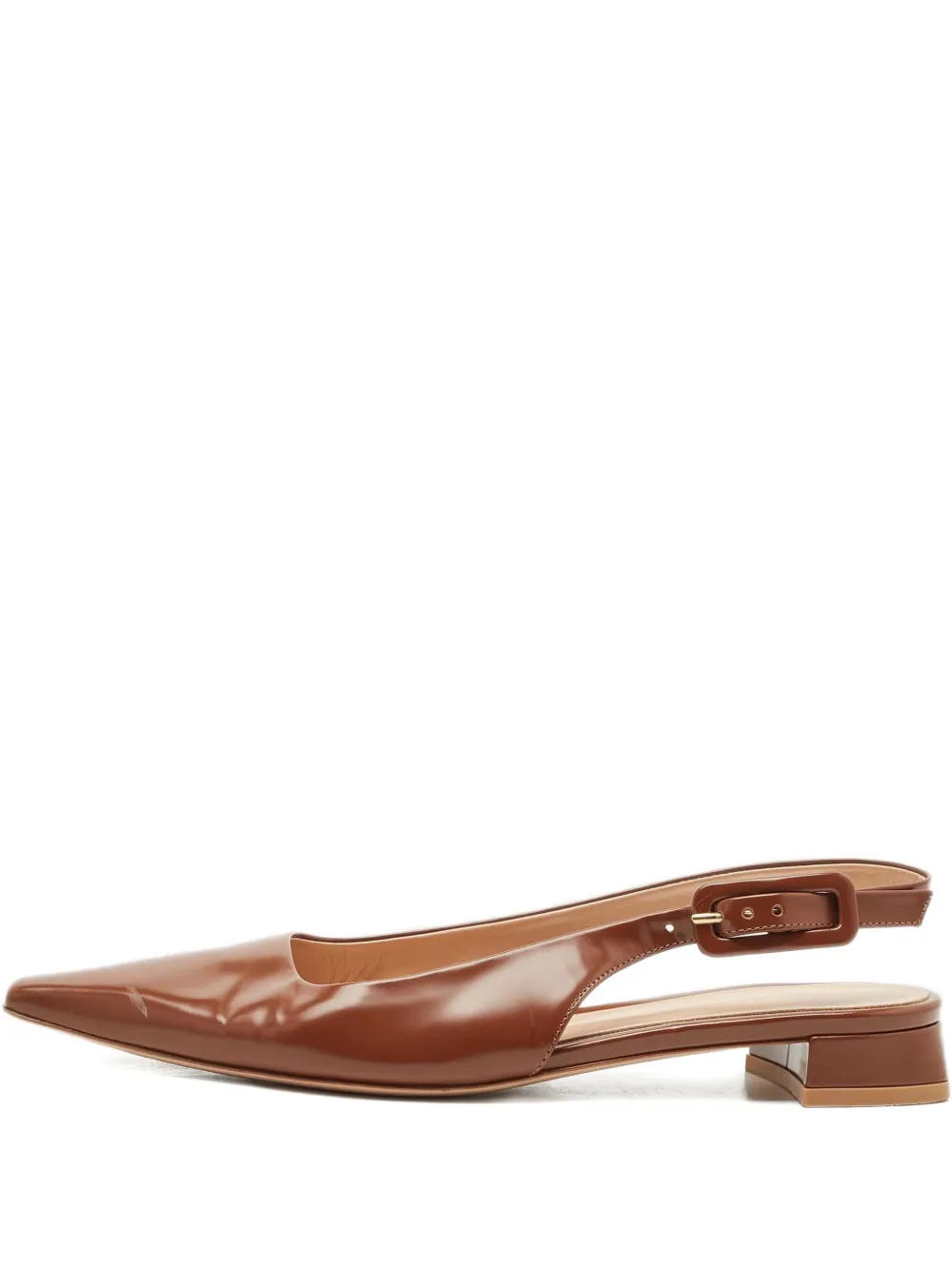 Pre-owned Gianvito Rossi Lindsay Pointed-toe Slingback Pumps In Brown