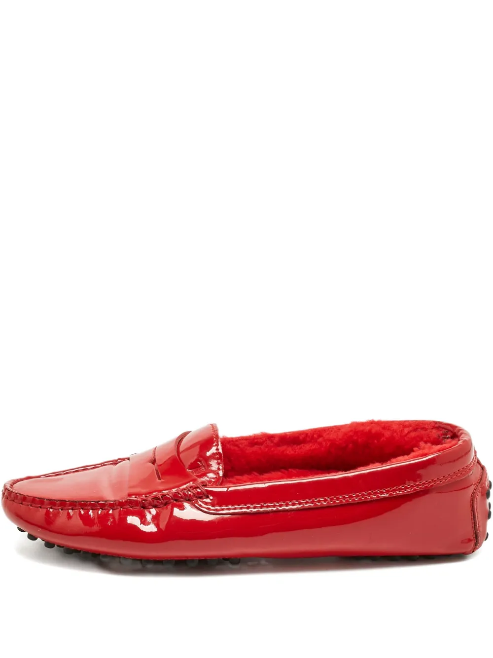 Pre-owned Tod's X Ferrari Patent-leather Loafers In Red