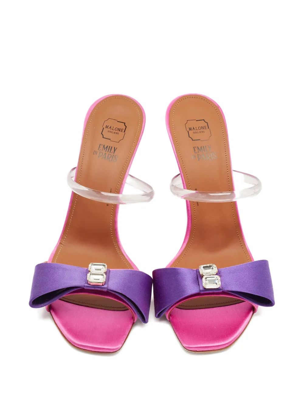 Malone Souliers bow satin heels sandals - Roze