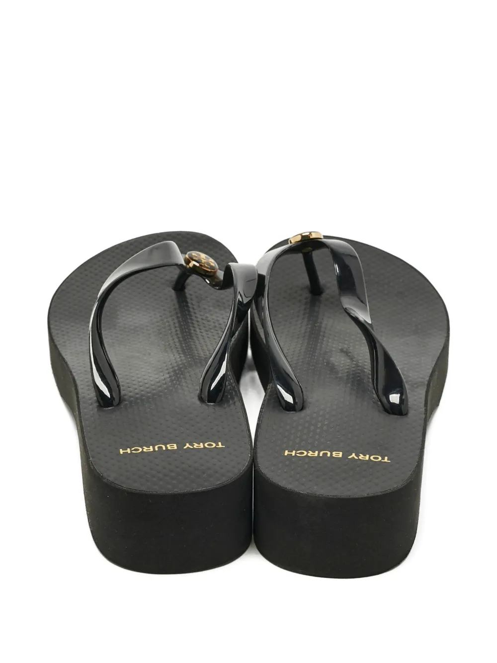 Tory Burch logo-detail flip flops - Zwart