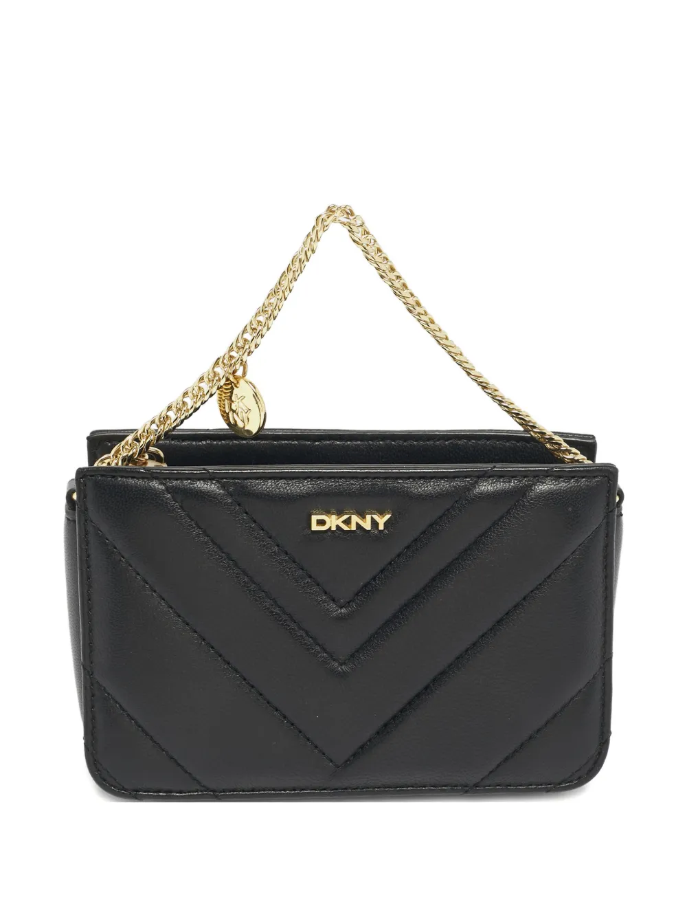 DKNY Vintage Clutch Veronica con motivo chevron e catena - Nero