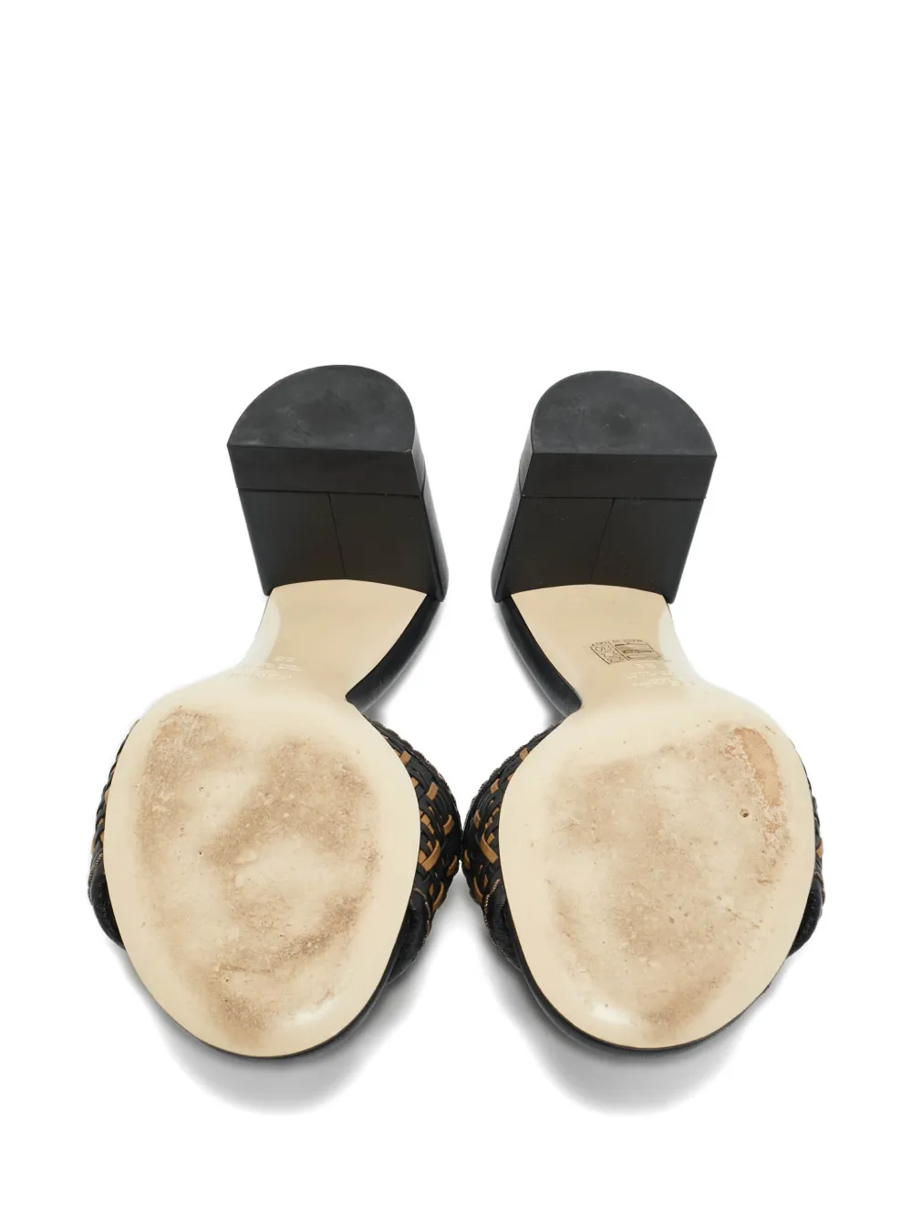 Fendi Pre-Owned Interlaced leather heeled sandals - Zwart