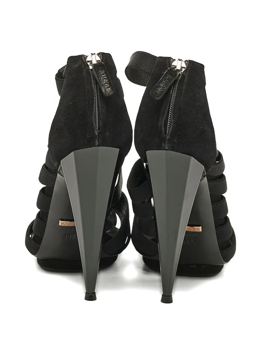 Gucci Pre-Owned strappy suede booties - Zwart