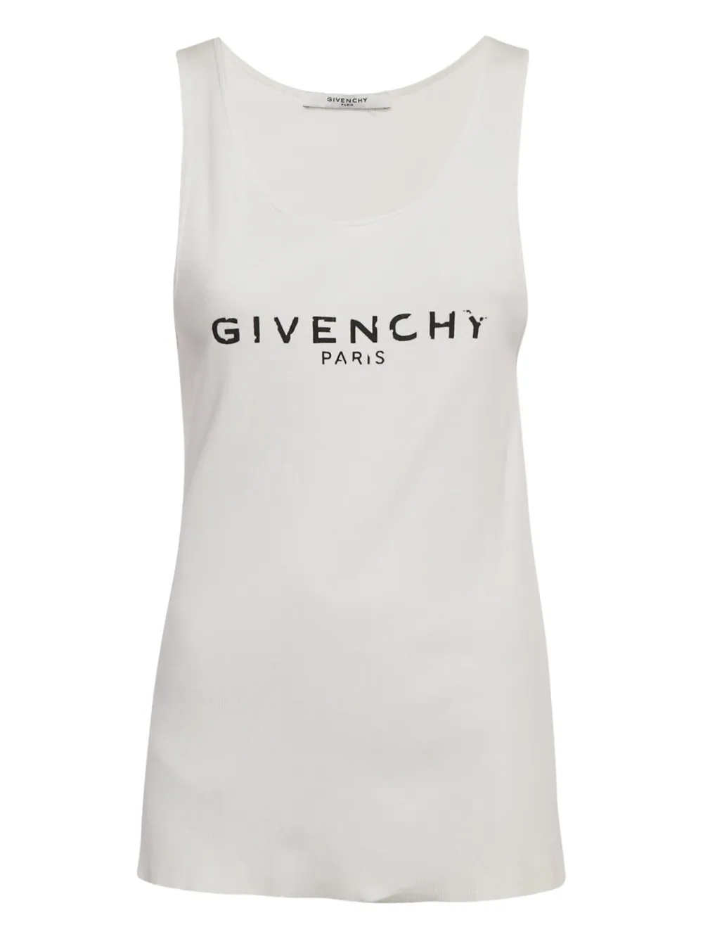 Pre-owned Givenchy Logo-print Rib-knit Tank Top In White