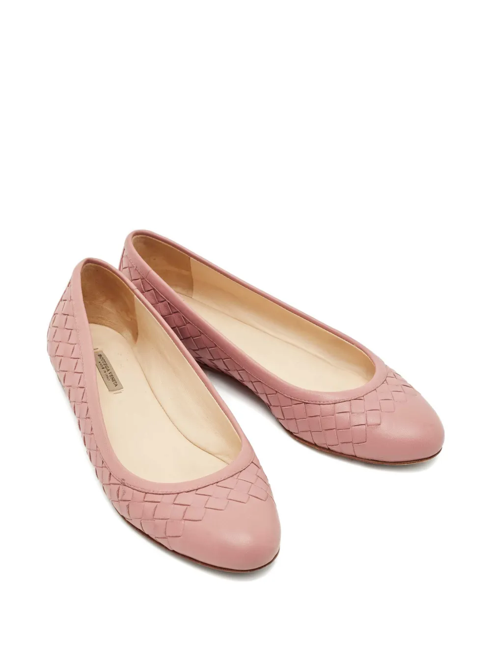 Bottega Veneta Pre-Owned Intrecciato leather ballet flats - Roze