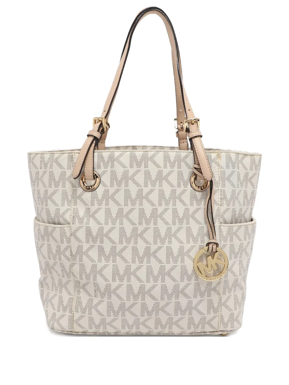 Pre-owned Michael Michael Kors Jet Set Logo-pattern Tote Bag In Neutral