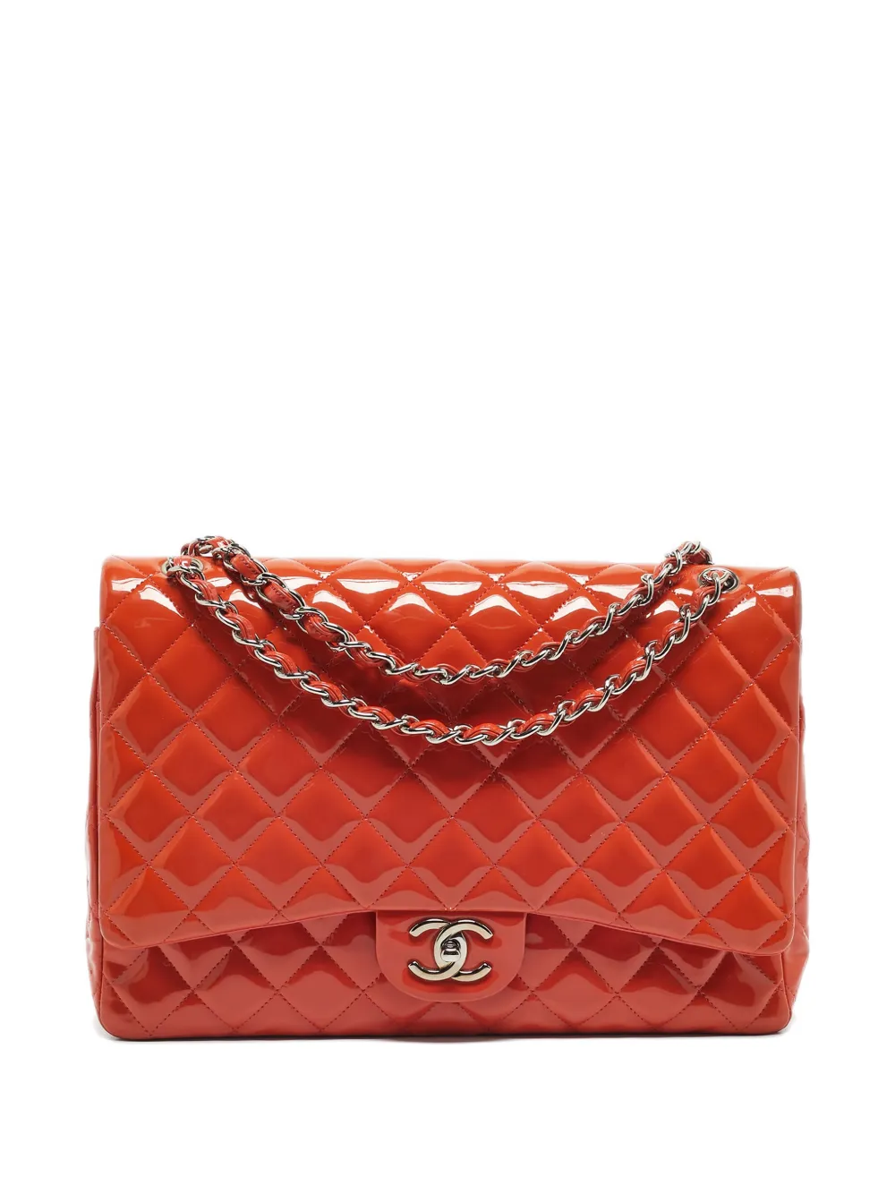 CHANEL Pre-Owned Borsa Classic Double Flap in pelle - Arancione