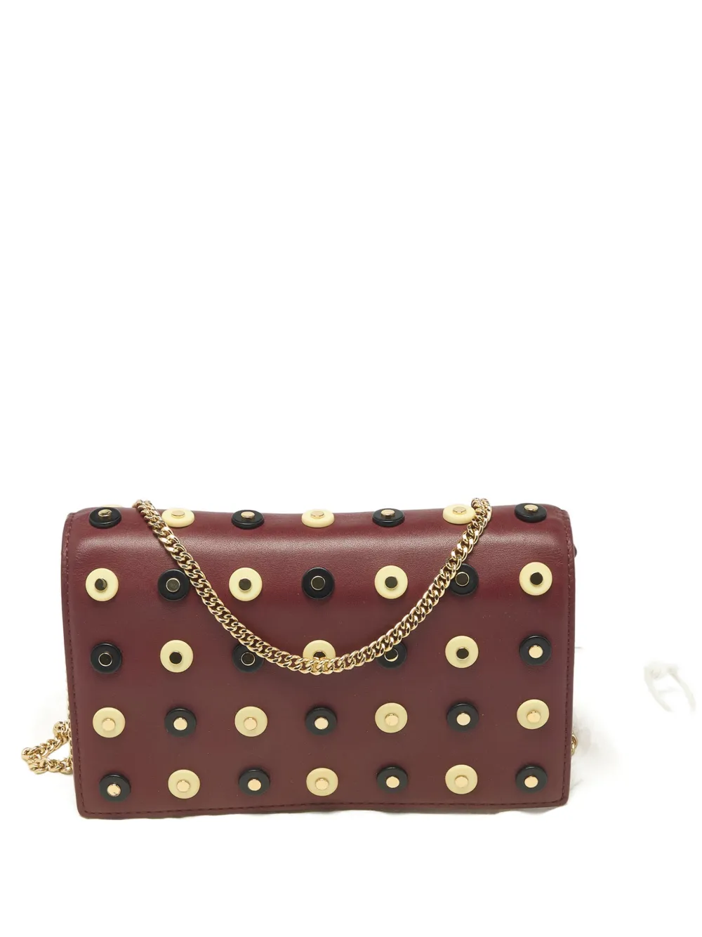 Pre-owned Diane Von Furstenberg Studded Soiree Leather Clutch In Red