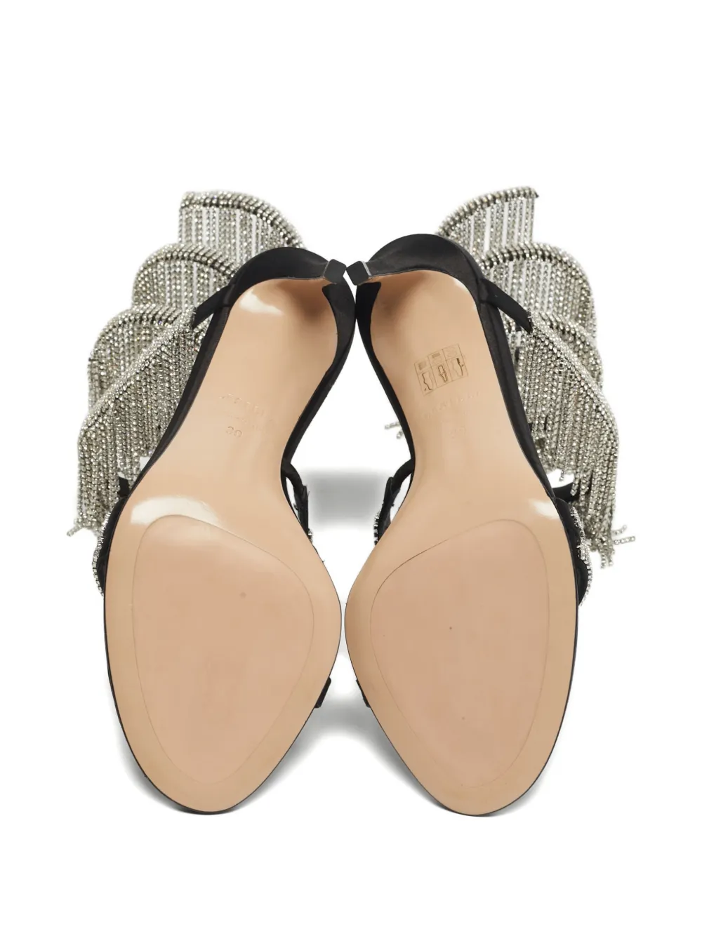 Le Silla crystal straps satin sandals - Zwart