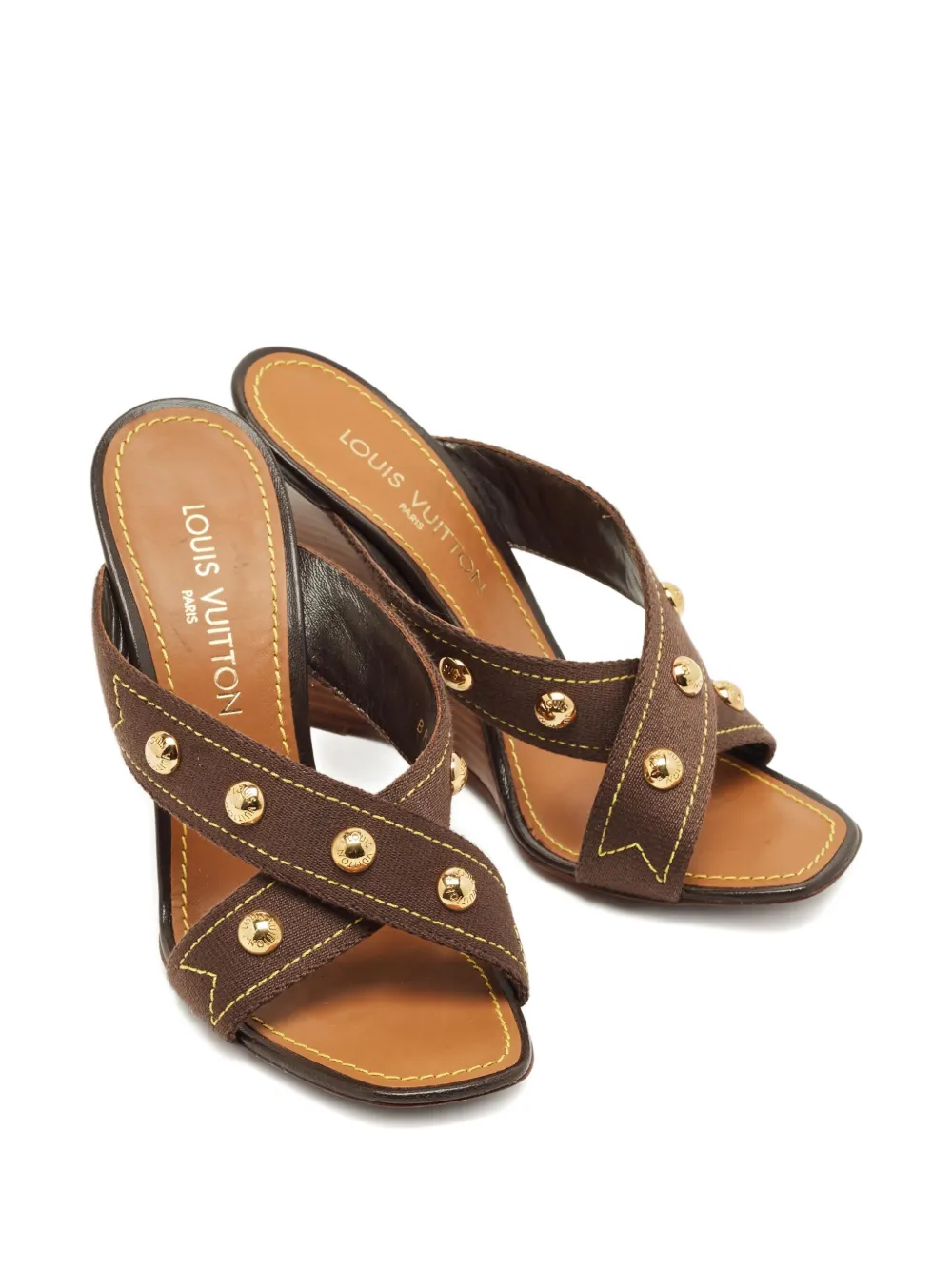 Louis Vuitton Pre-Owned studded wedge sandals - Bruin