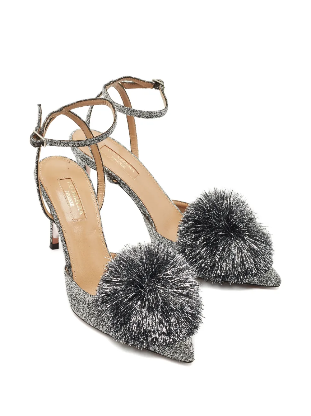 Aquazzura Powder Puff ankle strap pumps - Zilver