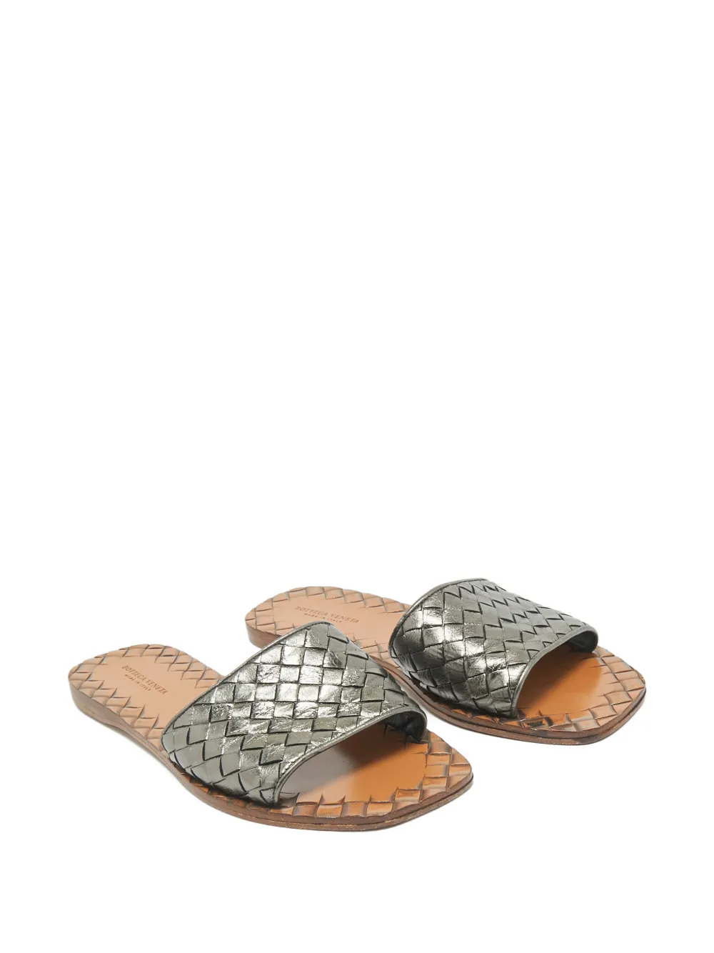 Bottega Veneta Pre-Owned Intrecciato leather slides - Zilver